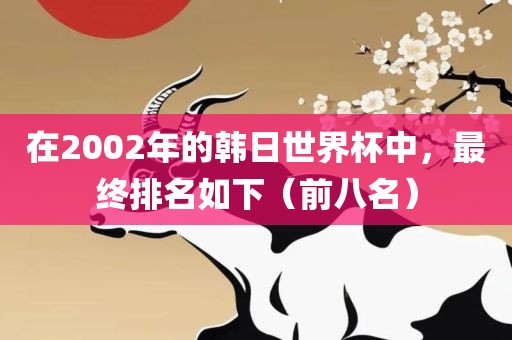 在2002年的韩日世界杯中，最终排名如下（前八名）