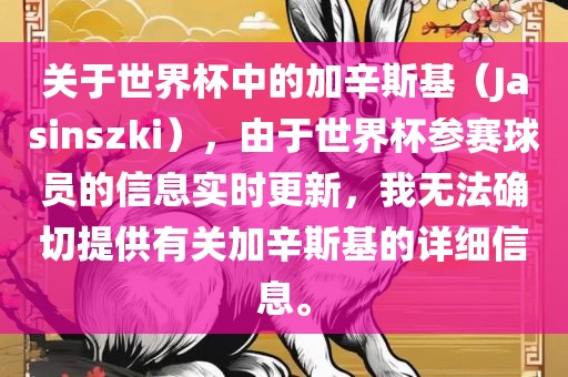 关于世界杯中的加辛斯基（Jasinszki），由于世界杯参赛球员的信息实时更新，我无法确切提供有关加辛斯基的详细信息。