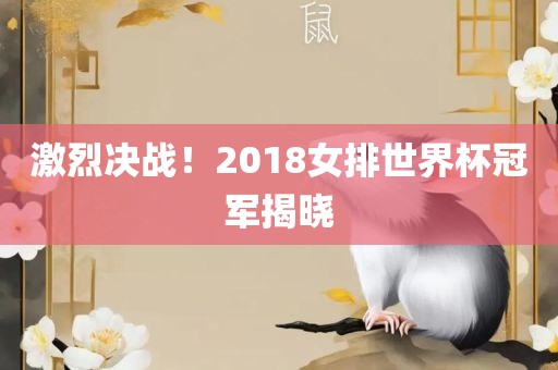 激烈决战！2018女排世界杯冠军揭晓