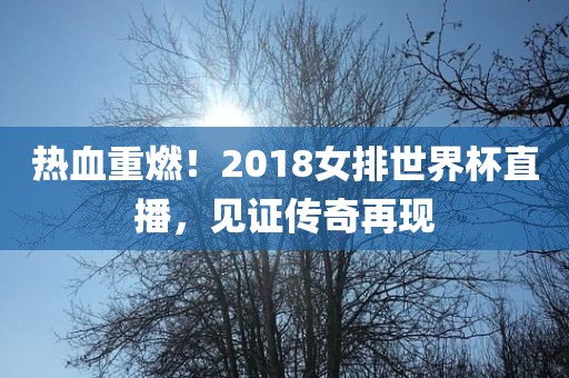热血重燃！2018女排世界杯直播，见证传奇再现