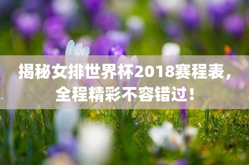 揭秘女排世界杯2018赛程表，全程精彩不容错过！