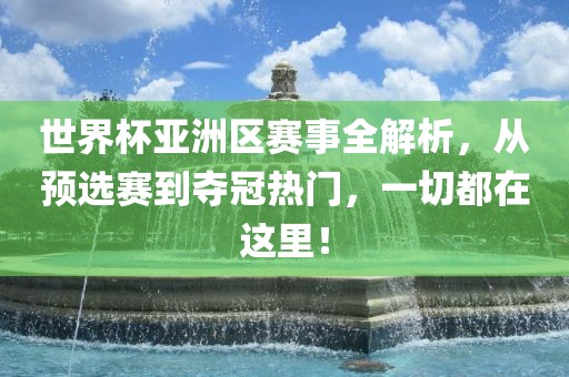 世界杯亚洲区赛事全解析，从预选赛到夺冠热门，一切都在这里！