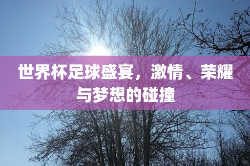 世界杯足球盛宴，激情、荣耀与梦想的碰撞