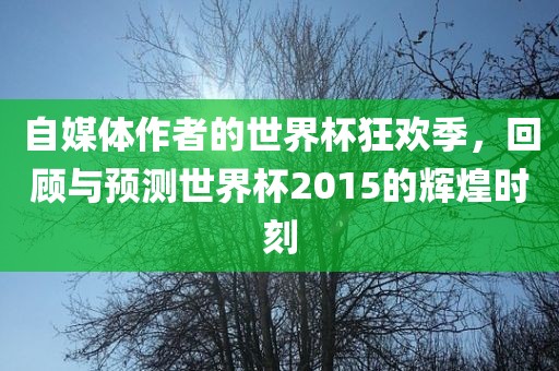 自媒体作者的世界杯狂欢季，回顾与预测世界杯2015的辉煌时刻