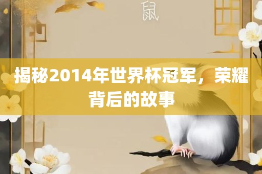 揭秘2014年世界杯冠军，荣耀背后的故事眉山市正发家政服务有限公司