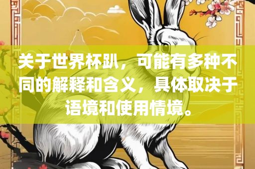 关于世界杯趴，可能有多种不同的解释和含义，具体取决于语境和使用情境。