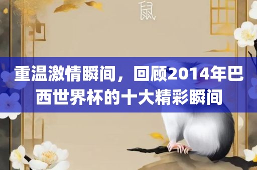 重温激情瞬间，回顾2014年巴西世界杯的十大精彩瞬间