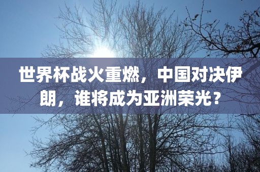 世界杯战火重燃，中国对决伊朗，谁将成为亚洲荣光？