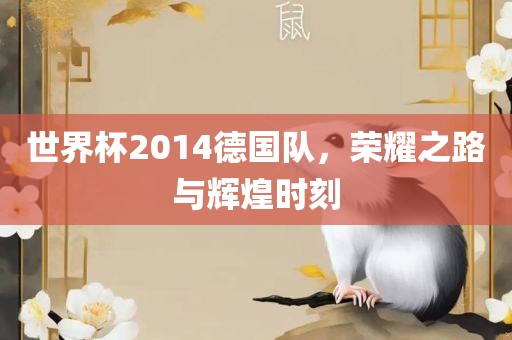 世界杯2014德国队，荣耀之路与辉煌时刻
