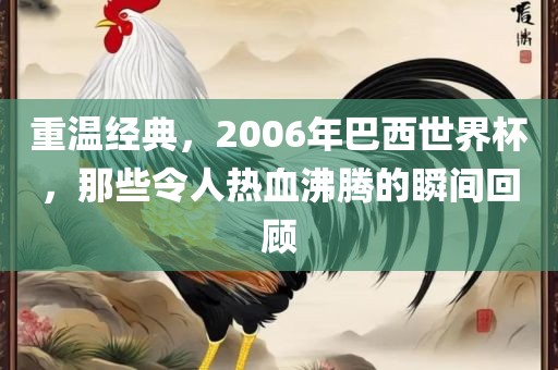 重温经典，2006年巴西世界杯，那些令人热血沸腾的瞬间回顾