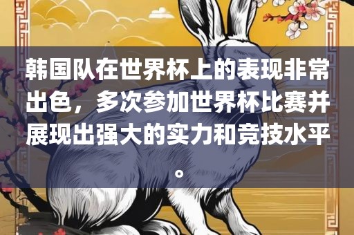 韩国队在世界杯上的表现非常出色，多次参加世界杯比赛并展现出强大的实力和竞技水平。