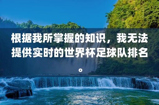 根据我所掌握的知识，我无法提供实时的世界杯足球队排名。
