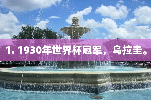 1. 1930年世界杯冠军，乌拉圭。