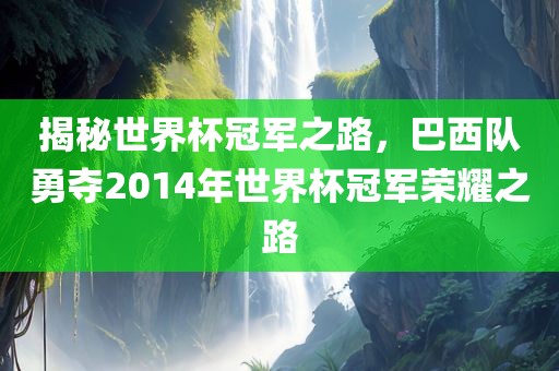揭秘世界杯冠军之路，巴西队勇夺2014年世界杯冠军荣耀之路