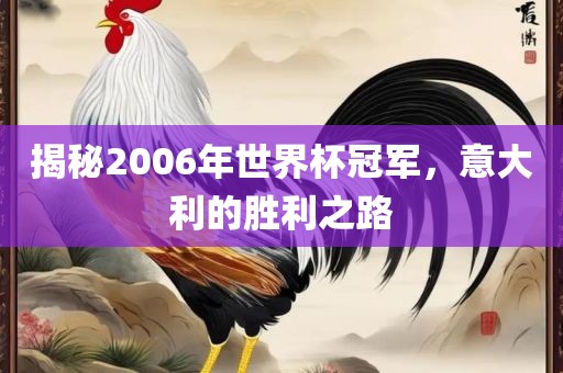 揭秘2006年世界杯冠军，意大利的胜利之路