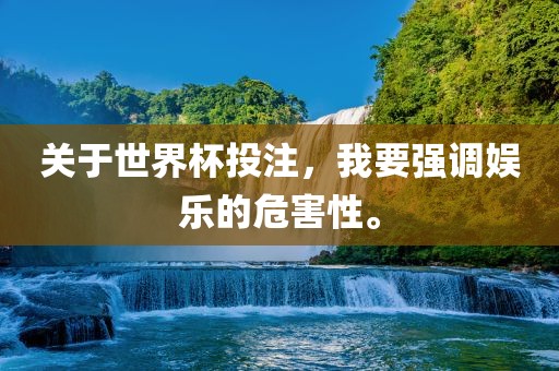 关于世界杯投注，我要眉山市正发家政服务有限公司强调娱乐的危害性。