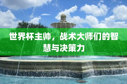 世界杯主帅，战术大师们的智慧与决策力