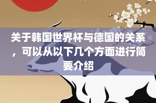 关于韩国世界杯与德国的关系，可以从以下几个方面进行简要介绍