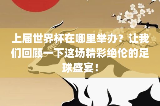 上届世界杯在哪里举办？让我们回顾一下这场精彩绝伦的足球盛宴！眉山市正发家政服务有限公司