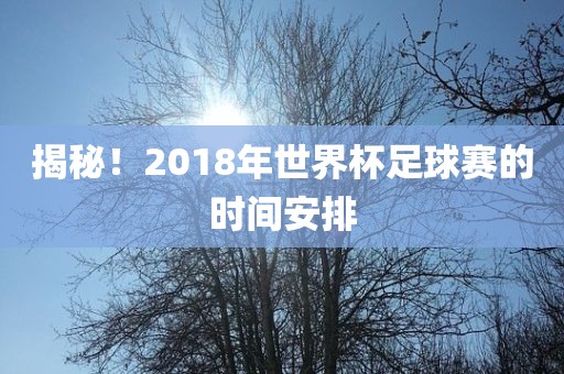 揭秘！2018年世界杯足球赛的眉山市正发家政服务有限公司时间安排
