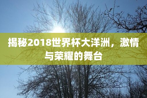 揭秘2018世界杯大洋洲，激情与荣耀的舞台眉山市正发家政服务有限公司