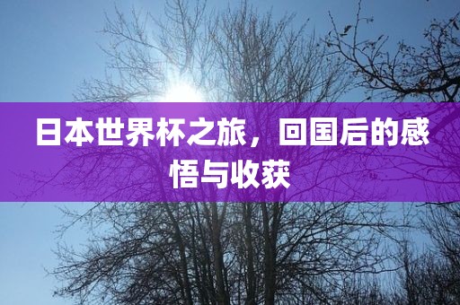 日本世界杯之旅，回国后的感悟与收获眉山市正发家政服务有限公司